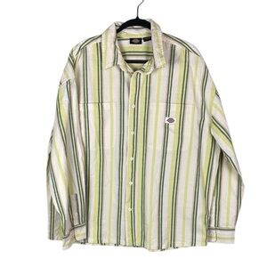 Dickies green striped button down top